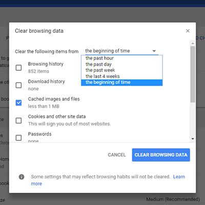 Clear Your Cache In Chrome Windows