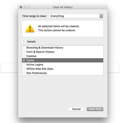 firefox for mac clear cache