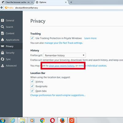 how to clear cookies and cache on firefox